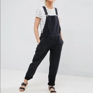 ASOS washed black denim straight leg overall 4